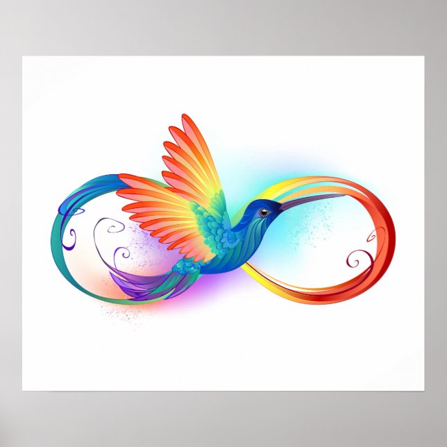Póster Colibrí arcoiris con símbolo Infinity (Frente)