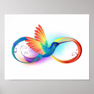 Póster Colibrí arcoiris con símbolo Infinity