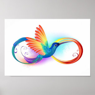 Póster Colibrí arcoiris con símbolo Infinity