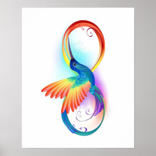 Póster Colibrí arcoiris con símbolo Infinity