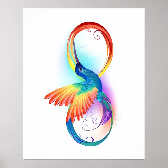 Póster Colibrí arcoiris con símbolo Infinity (Frente)