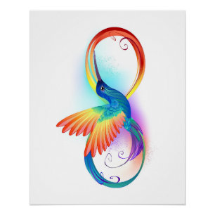 Póster Colibrí arcoiris con símbolo Infinity
