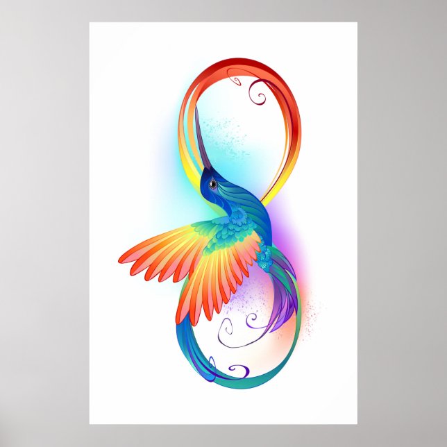 Póster Colibrí arcoiris con símbolo Infinity (Frente)