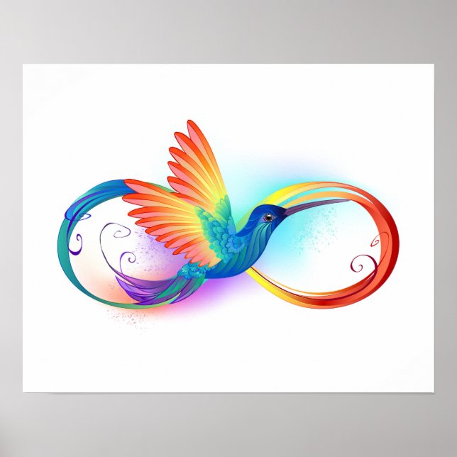 Póster Colibrí arcoiris con símbolo Infinity (Frente)