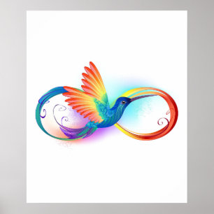 Póster Colibrí arcoiris con símbolo Infinity