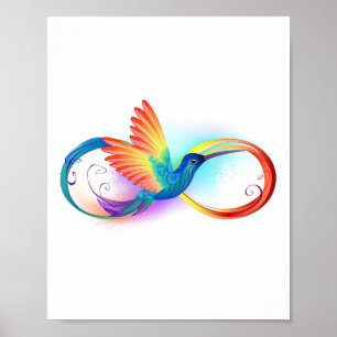 Póster Colibrí arcoiris con símbolo Infinity