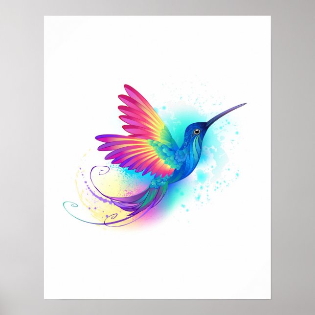 Póster Colibrí arcoiris exótica (Frente)