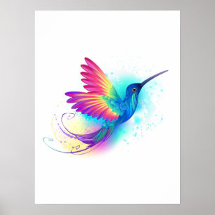 Póster Colibrí arcoiris exótica