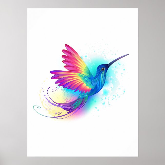 Póster Colibrí arcoiris exótica (Frente)