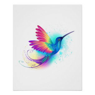 Póster Colibrí arcoiris exótica