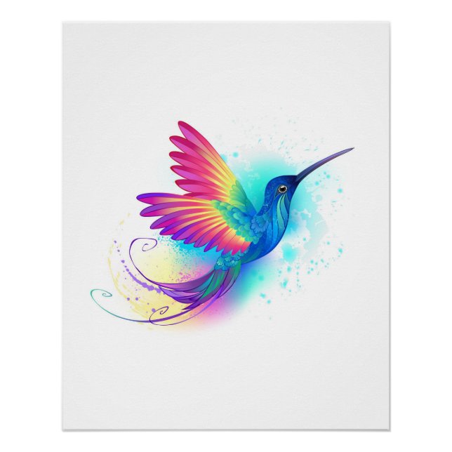 Póster Colibrí arcoiris exótica (Anverso)