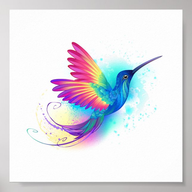 Póster Colibrí arcoiris exótica (Frente)