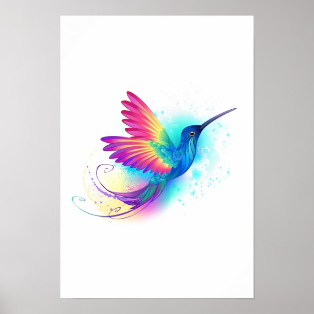Póster Colibrí arcoiris exótica (Frente)