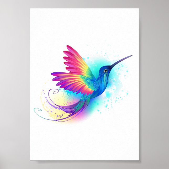 Póster Colibrí arcoiris exótica (Frente)