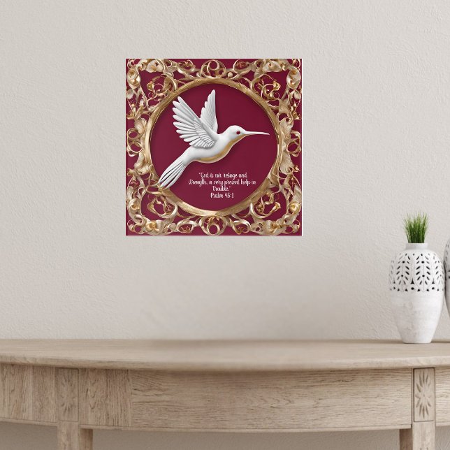 Póster Colibrí blanco sobre rojo (Subido por el creador)