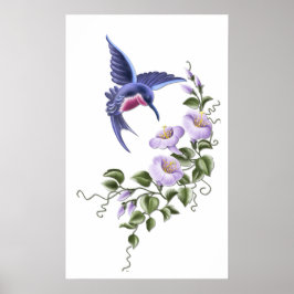 Póster Colibrí con flores 2 Imprimir