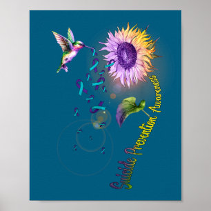 Póster Colibrí del girasol de prevención del suicidio