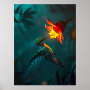 Póster Colibrí en el jardín