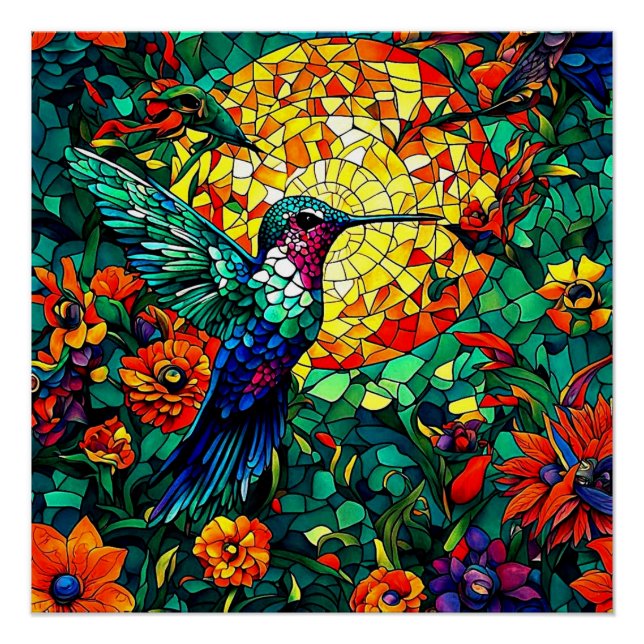 Póster Colibrí en luz solar (Anverso)