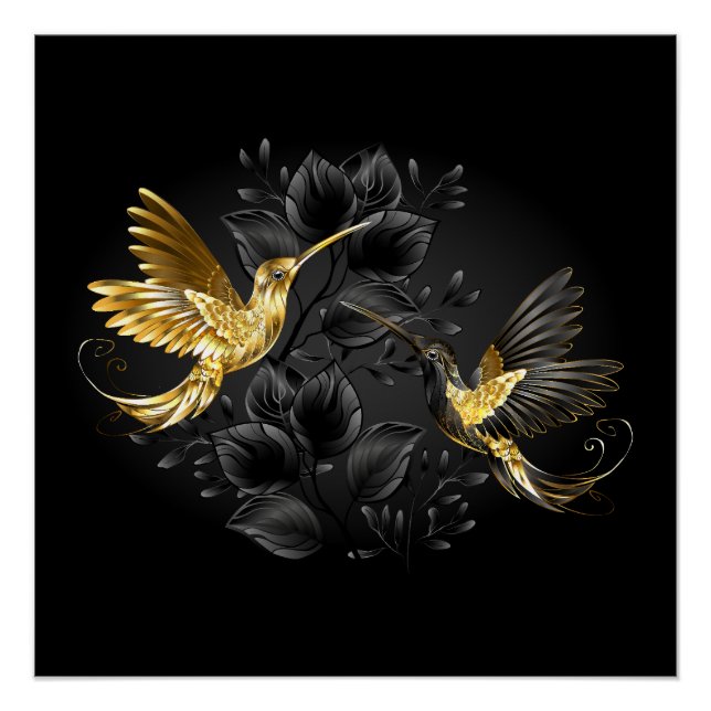 Póster Colibrí negro y dorado (Anverso)