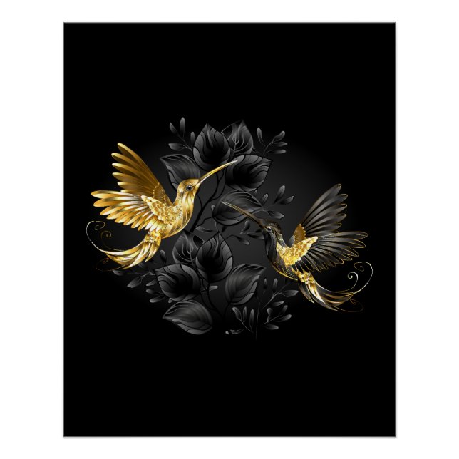 Póster Colibrí negro y dorado (Anverso)