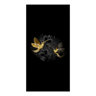 Póster Colibrí negro y dorado