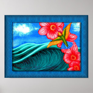 Póster Colibrí Océano