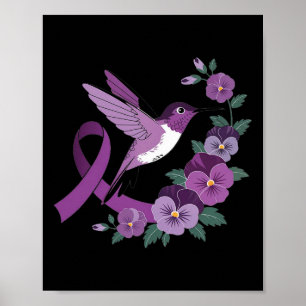 Póster Colibrí sosteniendo la cinta púrpura Conciencia de
