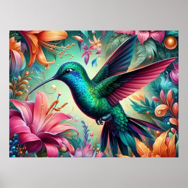 Póster Colibrí Verde Azulado (Frente)
