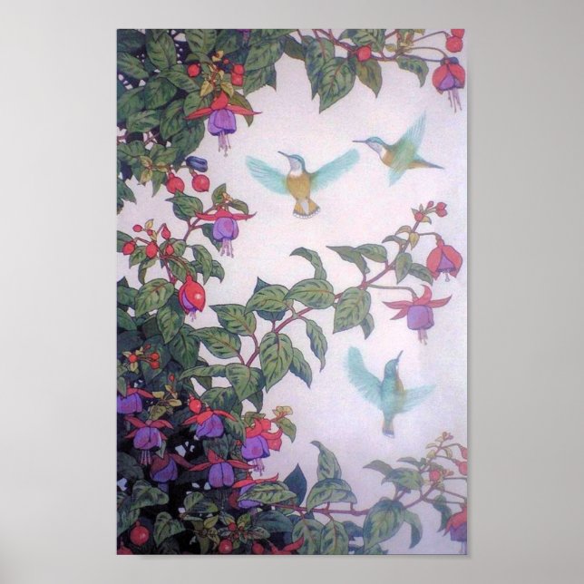 Póster Colibríes en primavera (Frente)