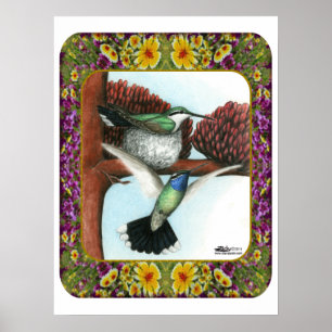 Póster Colibríes y Flores #3