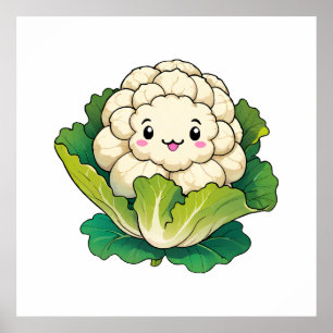 Póster Coliflor Kawaii