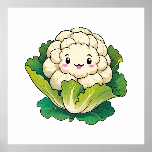 Póster Coliflor Kawaii (Frente)