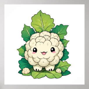 Póster Coliflor Kawaii