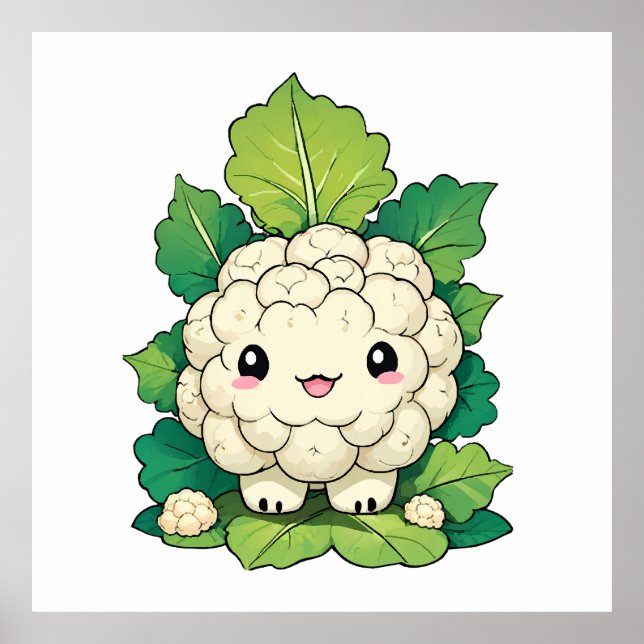 Póster Coliflor Kawaii (Frente)