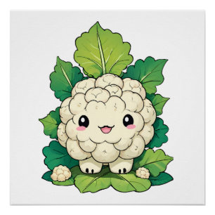 Póster Coliflor Kawaii