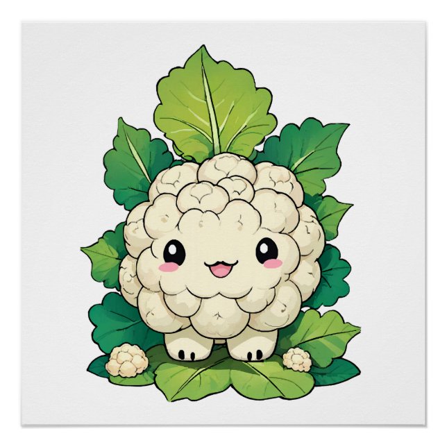 Póster Coliflor Kawaii (Anverso)