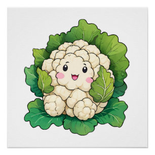 Póster Coliflor Kawaii