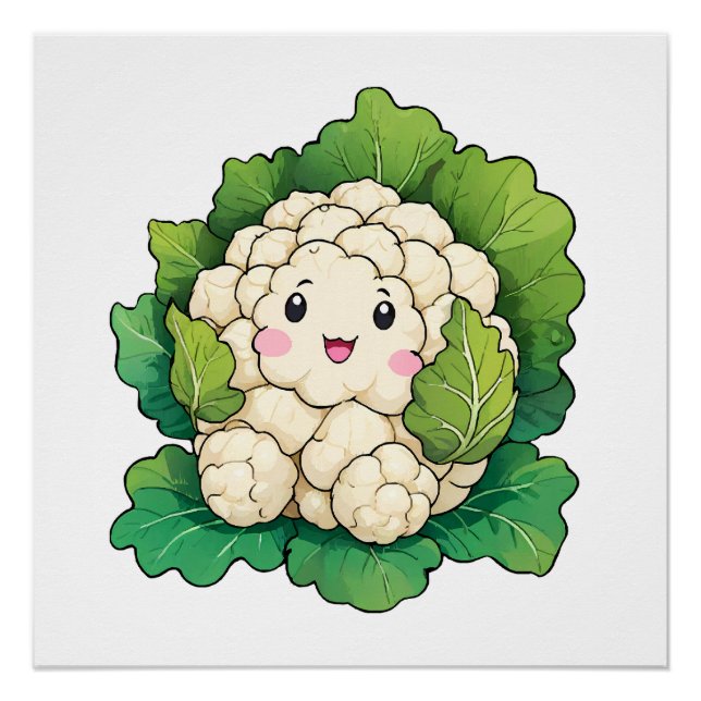Póster Coliflor Kawaii (Anverso)