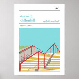 Póster colina Cliftonhill, Coatbridge. Imprimir estilo ma