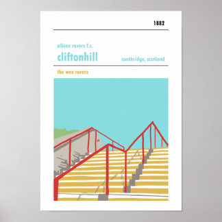 Póster colina Cliftonhill, Coatbridge. Imprimir estilo ma