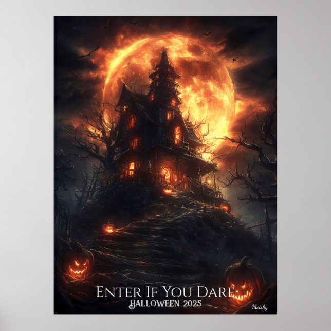 Póster Colina de Halloween de la Luna embrujada (Frente)