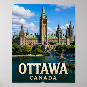 Póster Colina del Parlamento de Ottawa y patrimonio canad