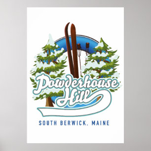 Póster colina powderhouse south berwick maine esquí logo
