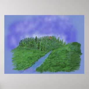 Póster Colina y arroyo