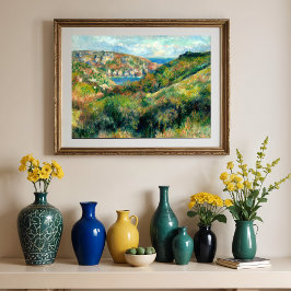 Póster Colinas alrededor de la bahía de Moulin Huet, Reno