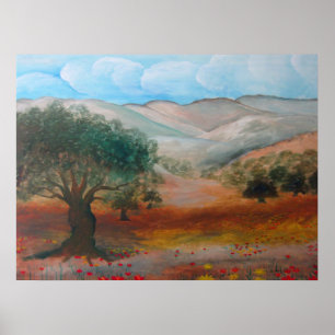 Póster Colinas Judea, Bosque Ben Shemen, Israel.