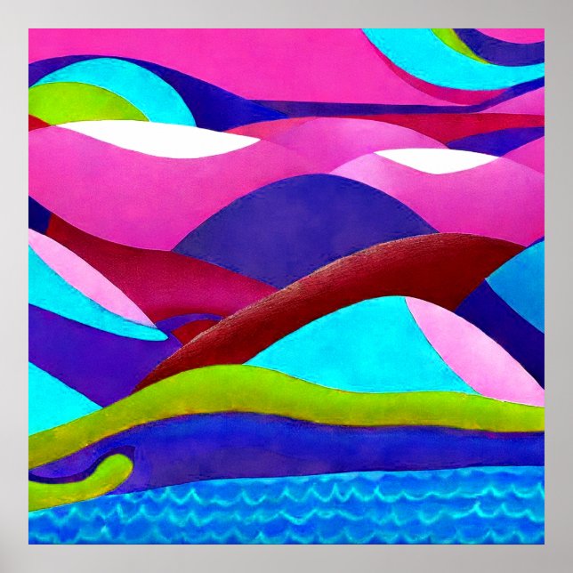 Póster Colinas oceánicas coloridas (Frente)