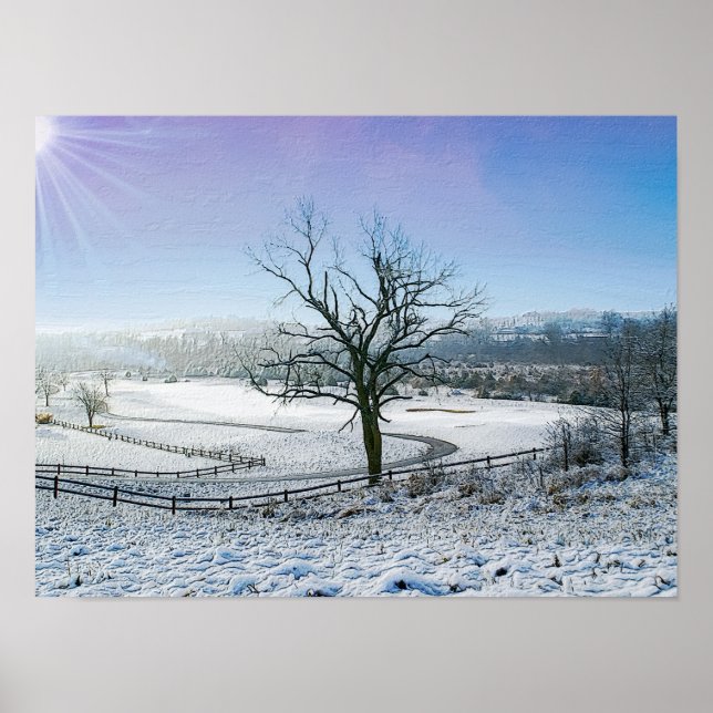 Póster Colinas Ozark cubiertas de nieve (Frente)