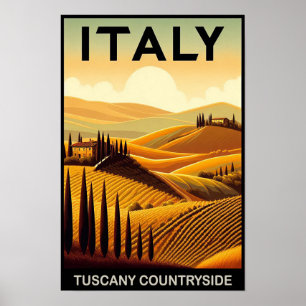 Póster Colinas rodando de la Toscana - Viajes de época